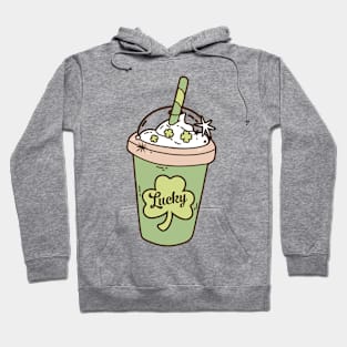 Lucky Cup Of Coffee Latte St Patricks Day Shamrock Clover Hoodie